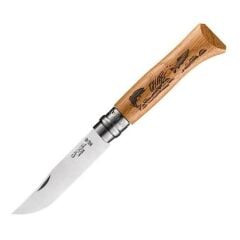 Opinel Inox No 8 Meşe Saplı Balık Desenli Paslanmaz Çelik Çakı