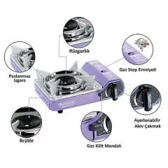 Orcamp Tekli Mini Portatif Ocak Mor Mor