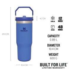 Stanley The IceFlow Flip Straw Pipetli Termos Bardak 0,89 LT Mavi