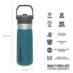 Stanley GO Iceflow Pipetli Paslanmaz Çelik Soğuk Su Termosu 0.65 LT Petrol Mavisi