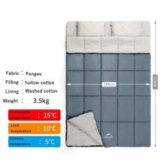 Naturehike Zarf Tarzı Yastıklı Çift Kişilik Pamuklu Uyku Tulumu